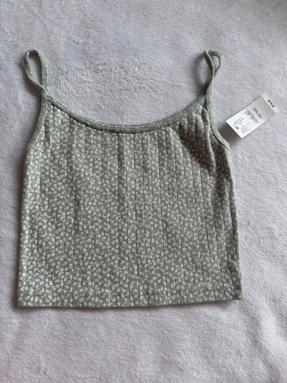 PacSun Sage Green Floral Ribbed Cami